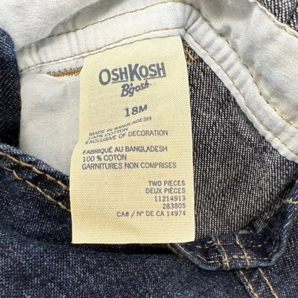 OshKosh Bgosh Boys Denim Shortall Overalls Dark Wash 18M 11214913